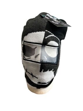 Disney Black and White Knit Face Mask Beanie Hat